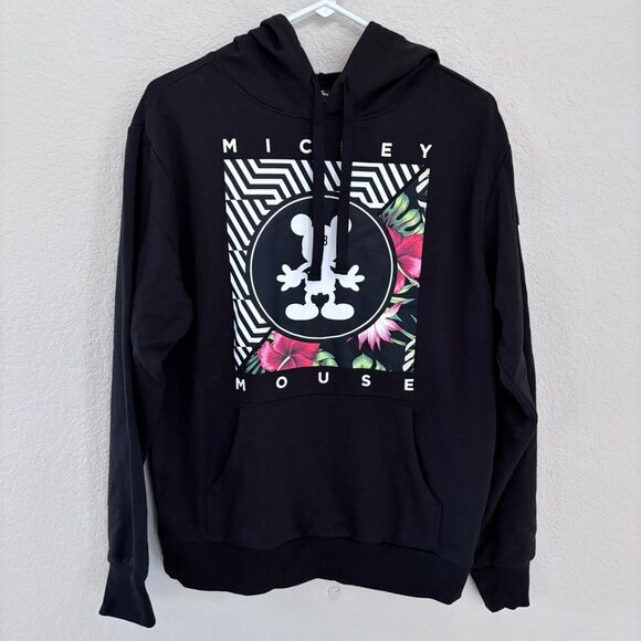NWT NEFF Disney Men's Hoodie Size S Sweater Black Mickey Mouse Geometric Floral - Picture 1 of 7